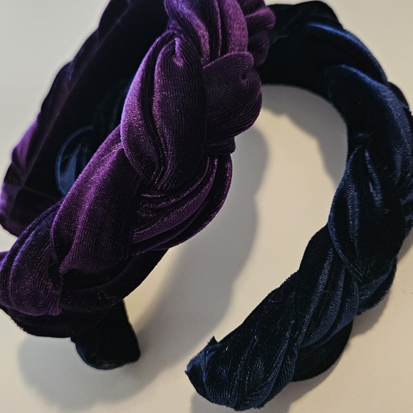 Elegant Velvet Braided Headbands - Navy Blue and Purple - Picture 4 of 6